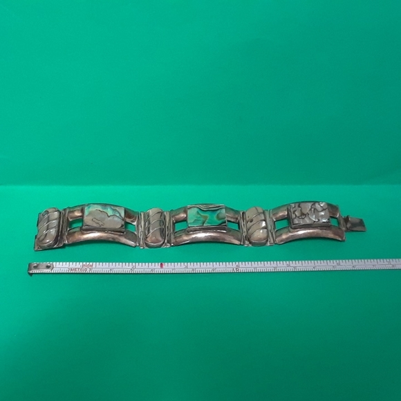 Vintage 1960s Mexican Sterling Silver Abalone Bracelet - Picture 9 of 13